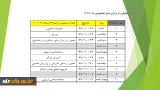 برنامه امتحانی نیمسال اول سال تحصیلی98-1397
