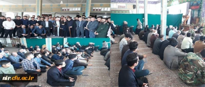 شرکت دانشجومعلمان در نمازجمعه عبادی و سیاسی شهرستان نیر به همراه کارکنان و رییس مرکز دکتر شایگان اصل